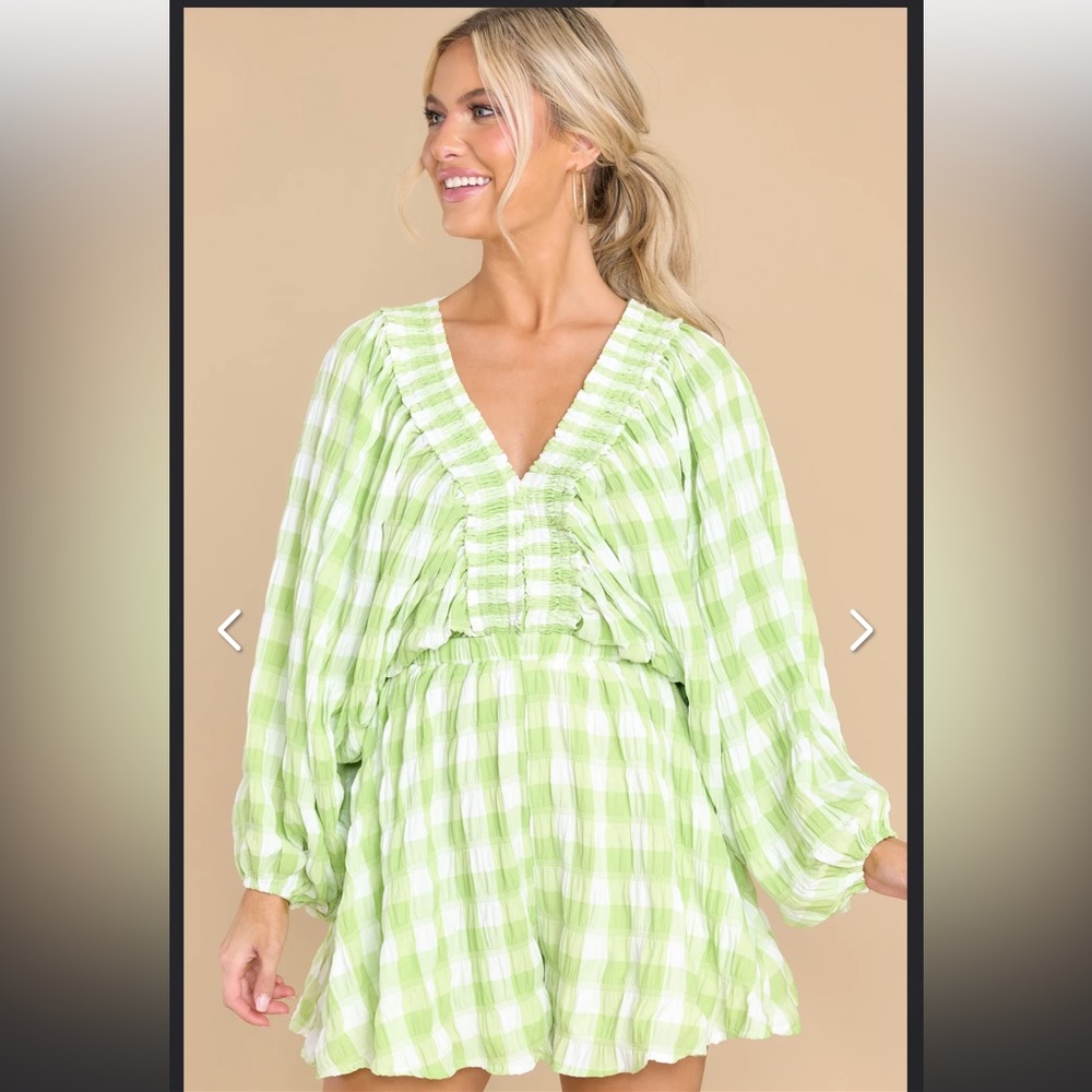 Green Gingham Romper - image 1